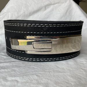 NWOT HawkSports Black Leather Weightlifting Gym Belt